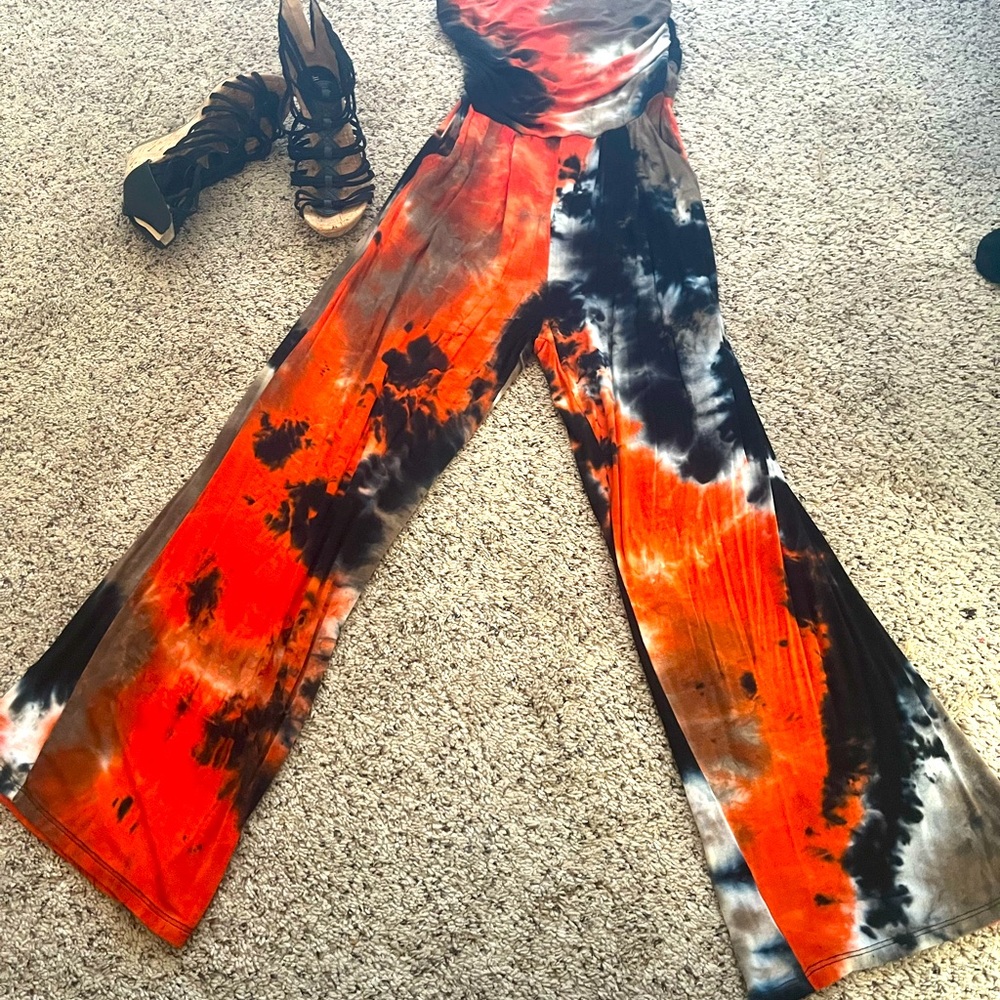 Tie dye jump suit